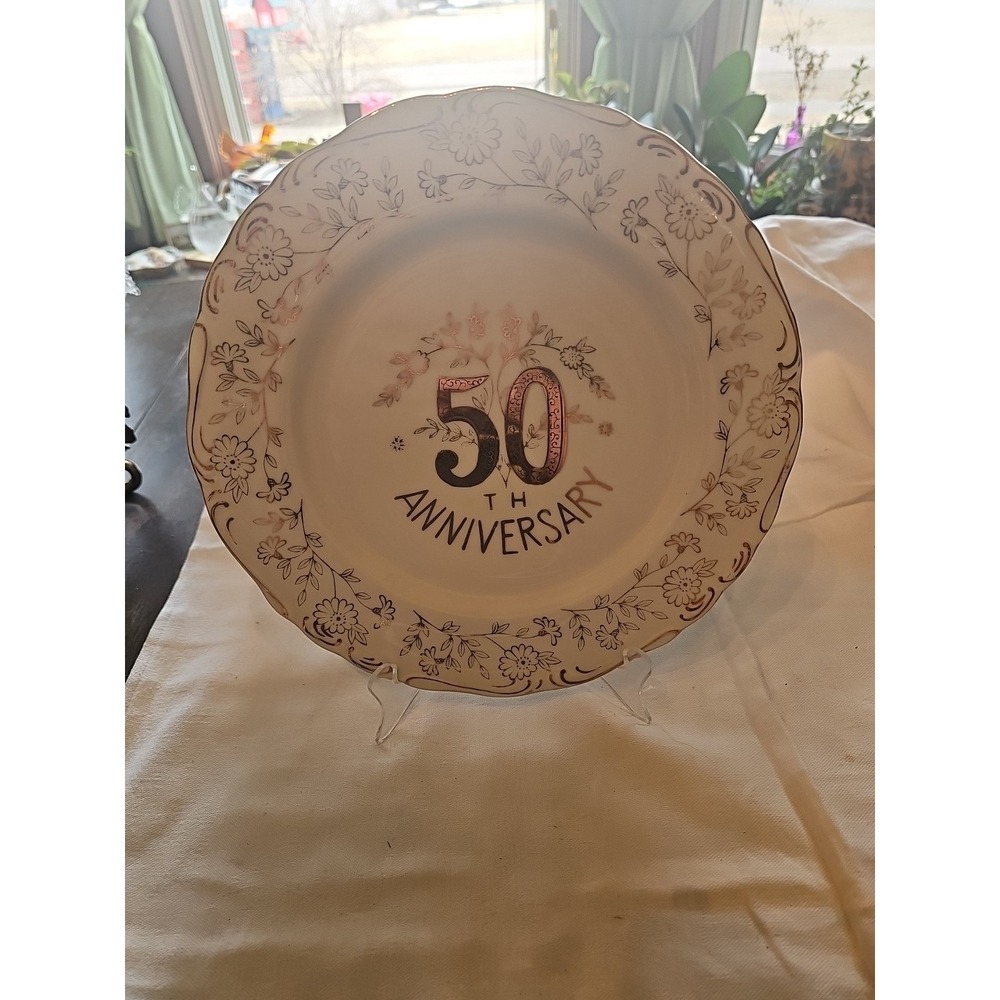 50th Wedding Anniv Decorative Plate W/Gold Accents,10.5" Norcrest #B334 Fine